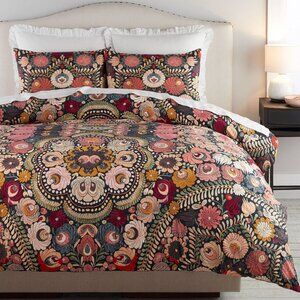 Pottery Barn Helena Queen Embroidered Floral Percale Duvet Cover